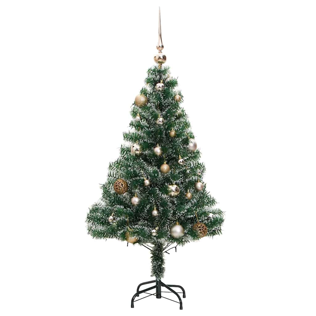 Árvore de natal artificial c/ 150 leds conj. bolas e neve 120cm
