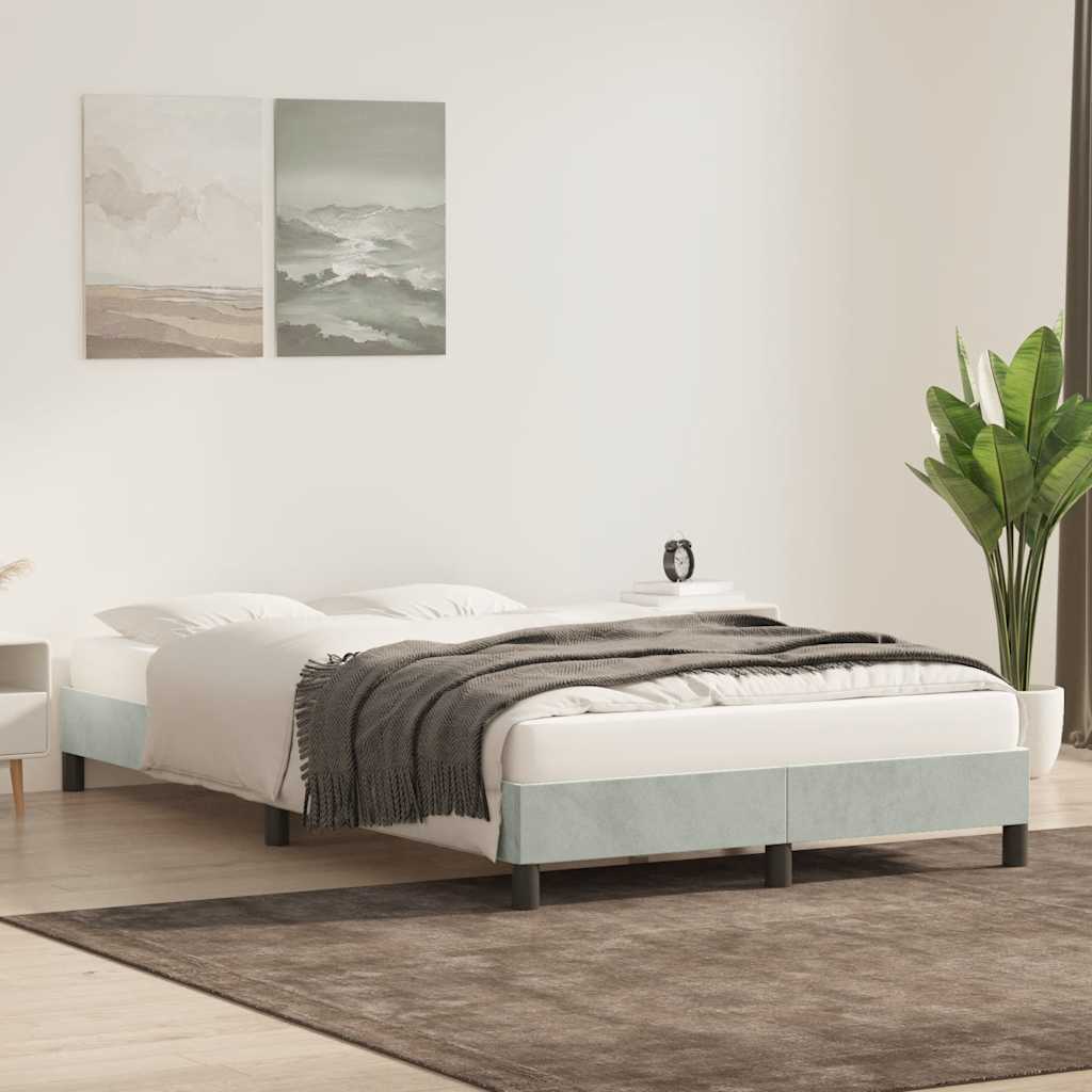 Estrutura de cama sem colchão 80x220 cm veludo cinzento-claro