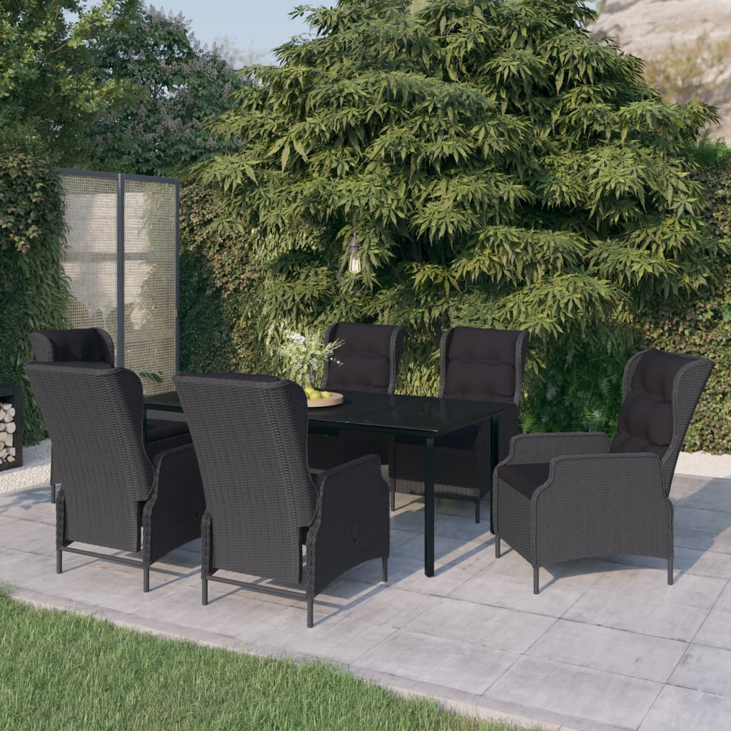 7 Pcs conjunto de jantar para jardim cinzento-escuro