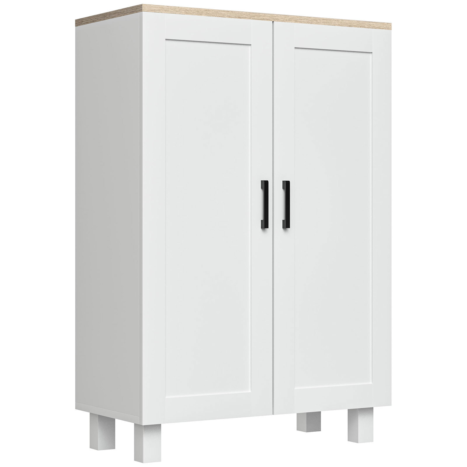 Armário de sala de estar moderno armário de armazenamento com 2 portas prateleira ajustável e base elevada 60x30x90 cm branco