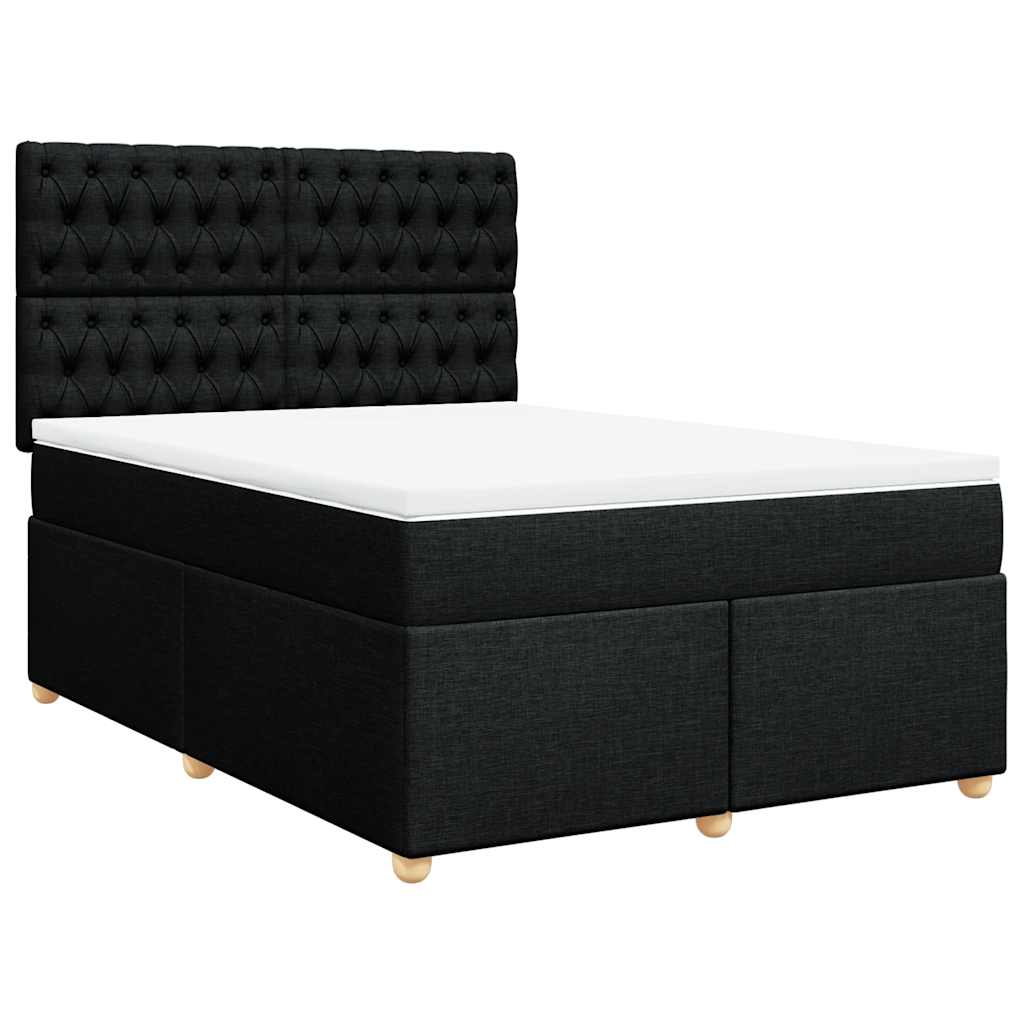 Cama com molas/colchão 160x200 cm tecido preto