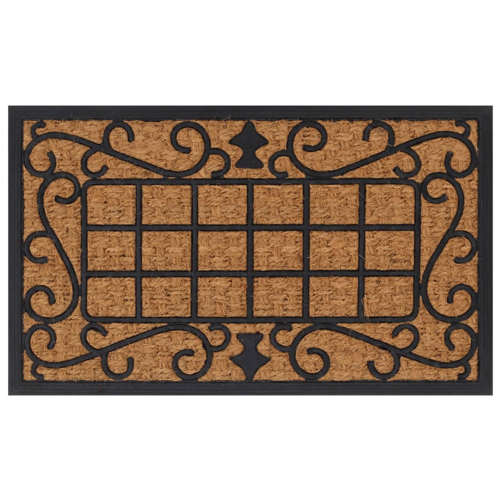 Tapete de porta retangular 45x75 cm borracha e fibra de coco