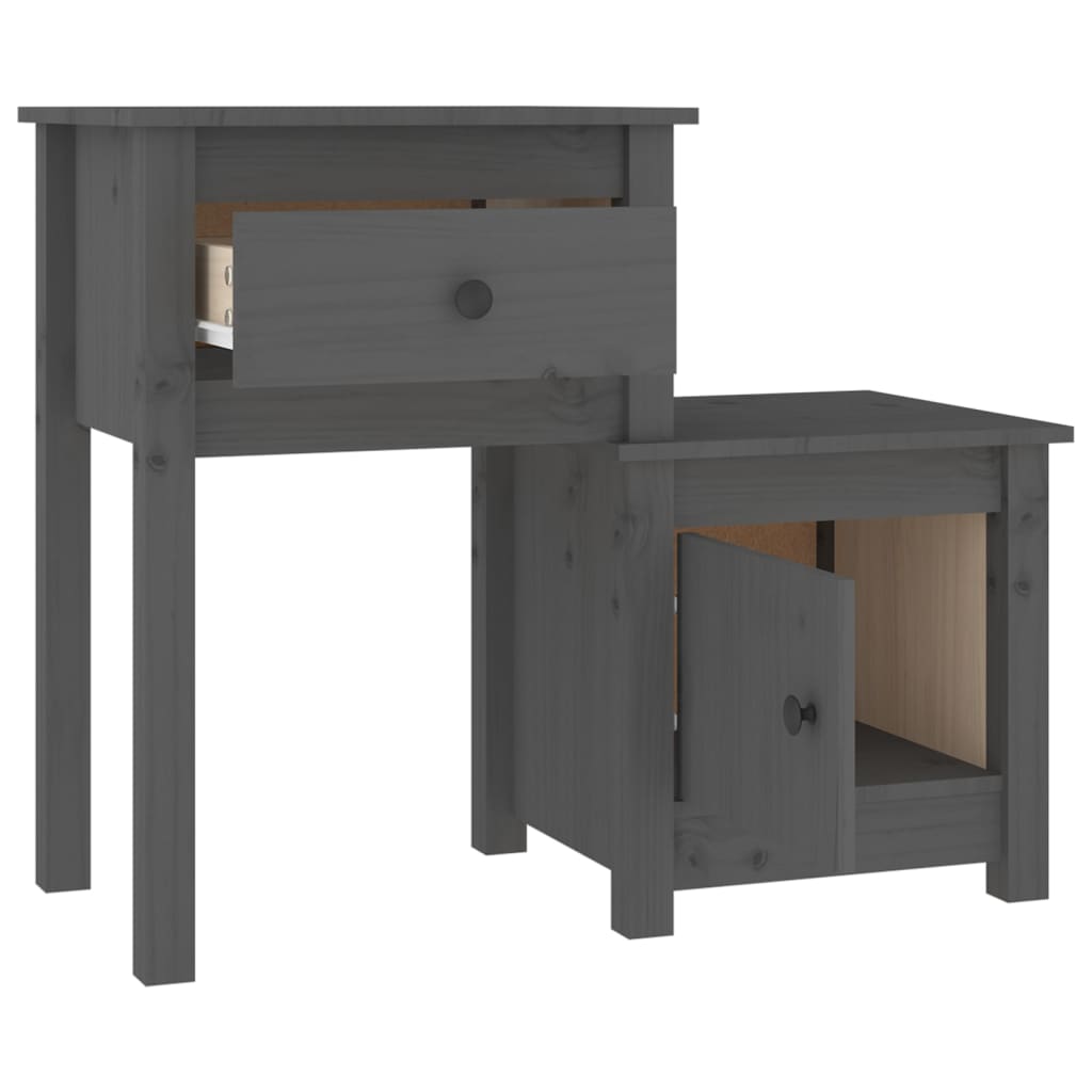 Mesas de cabeceira 2 pcs 79,5x38x65,5 cm pinho maciço cinza