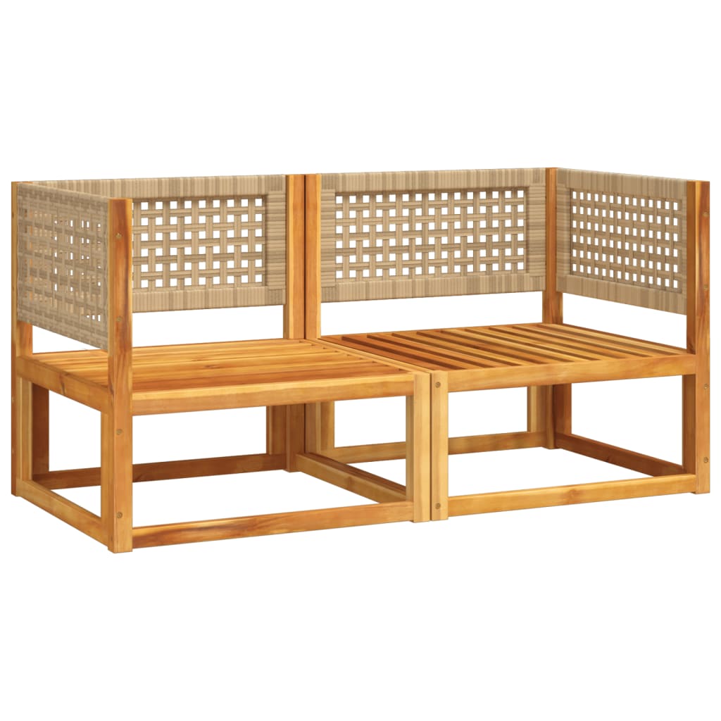 Sofás de canto de jardim com almofadas 2 peças madeira acácia e rattan