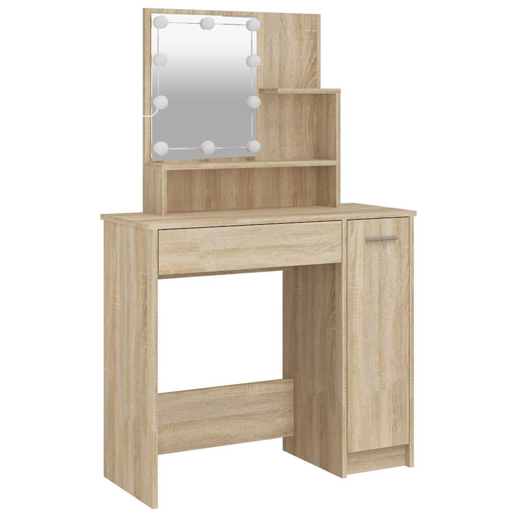 Toucador com leds 86,5x35x136 cm carvalho sonoma