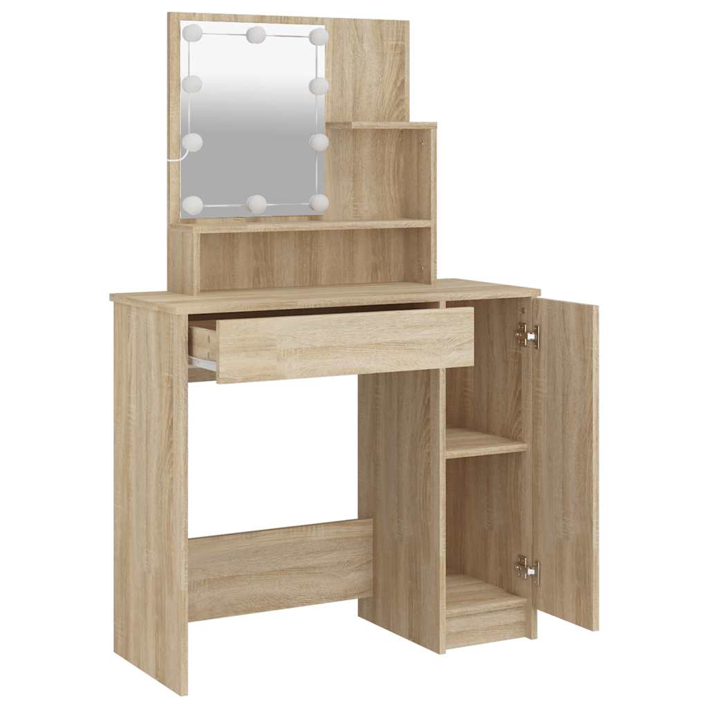 Toucador com leds 86,5x35x136 cm carvalho sonoma