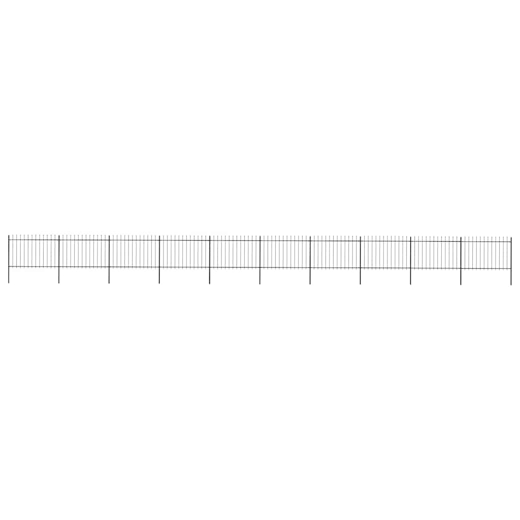 Cerca de jardim com topo em forma de lança em aço 1673x120 cm, preta