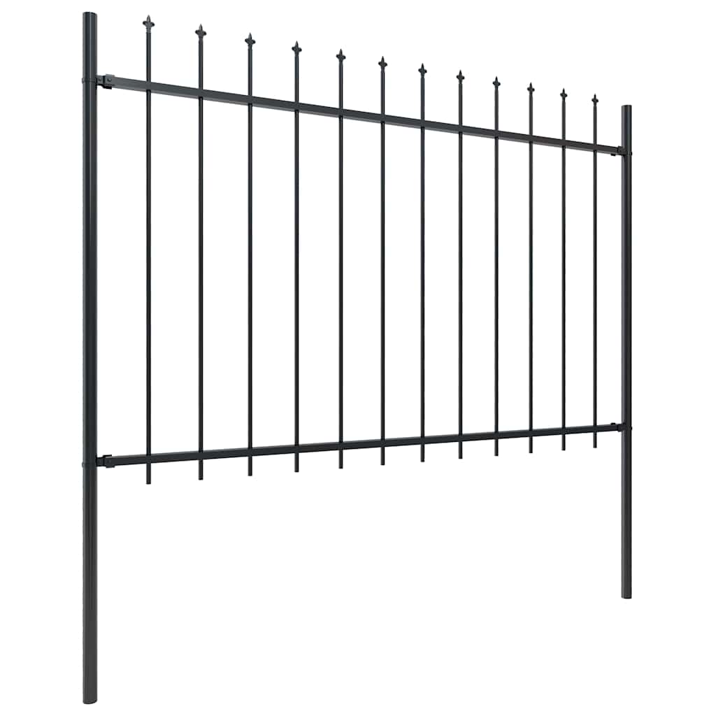 Cerca de jardim com topo em forma de lança em aço 1673x120 cm, preta