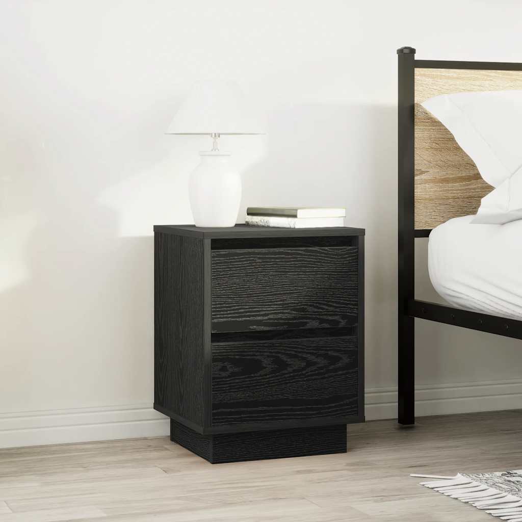 Mesas cabeceira c/ luzes LED 2 pcs 38x34x50 cm preto