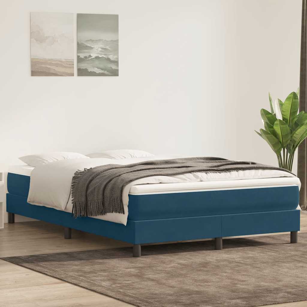 Cama sem molas/colchão 160x210 cm veludo azul escuro