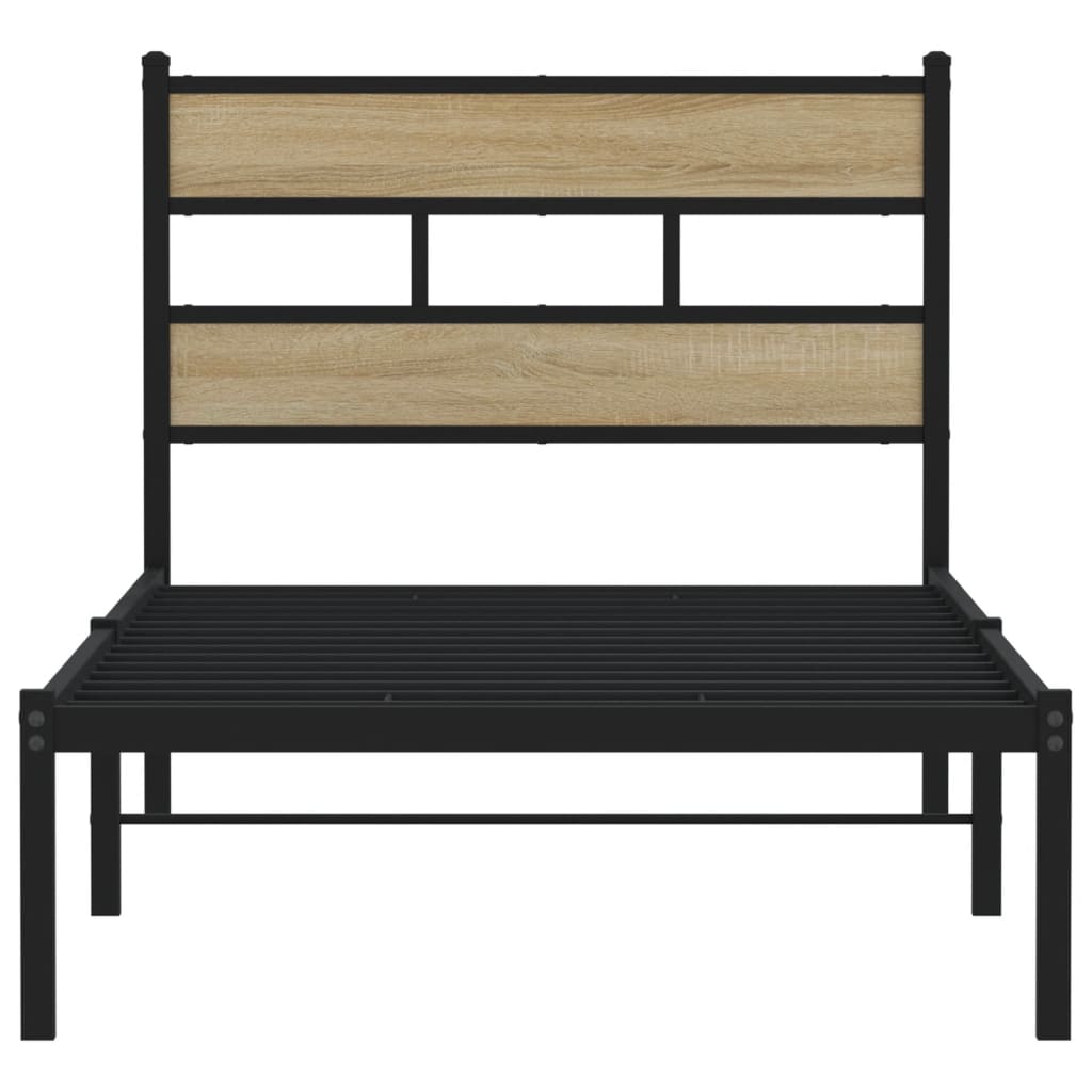 Estrutura de cama sem colchão 75x190 cm metal carvalho sonoma