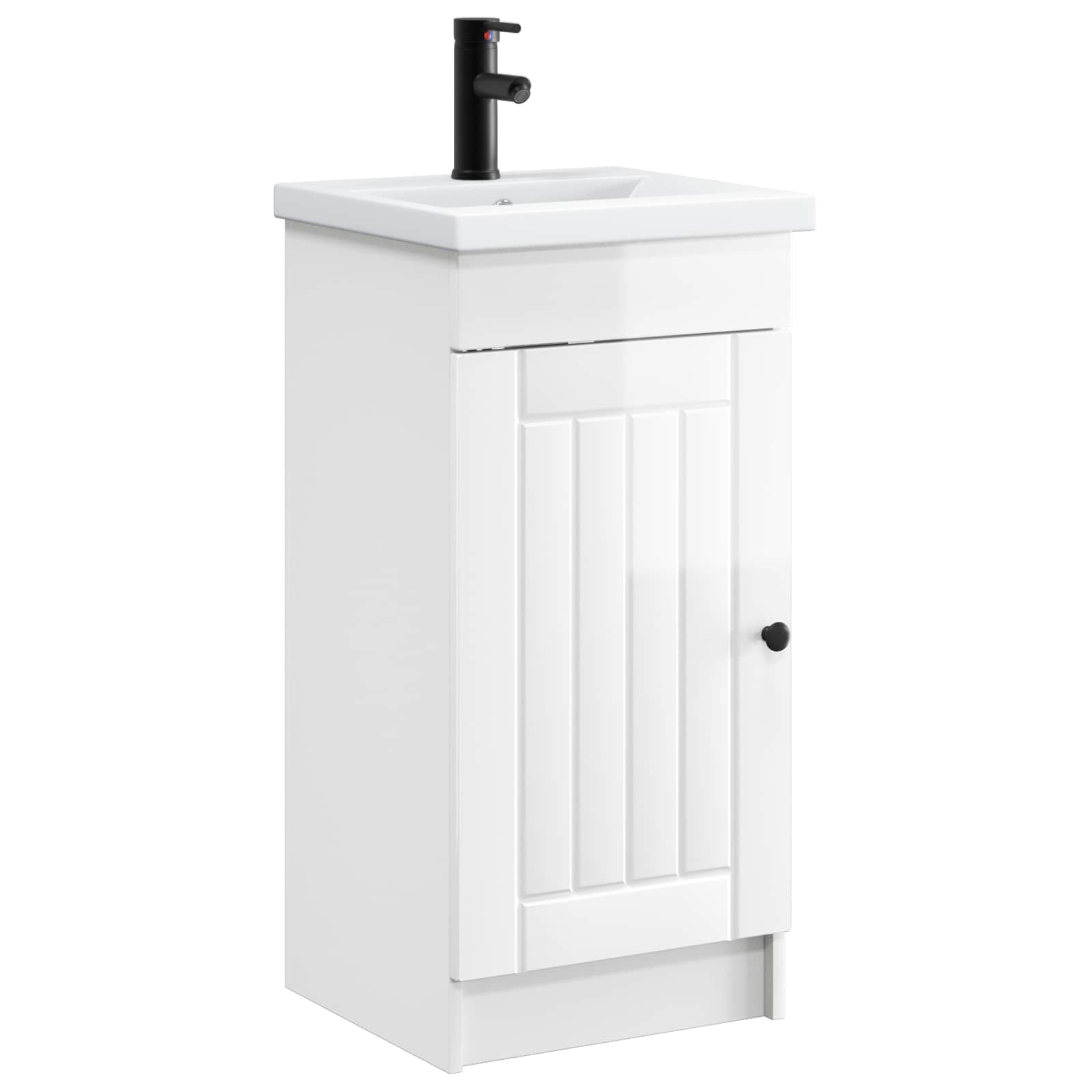 Gabinete de banheiro com pia branco brilhante 42 x 40 x 84,5 cm