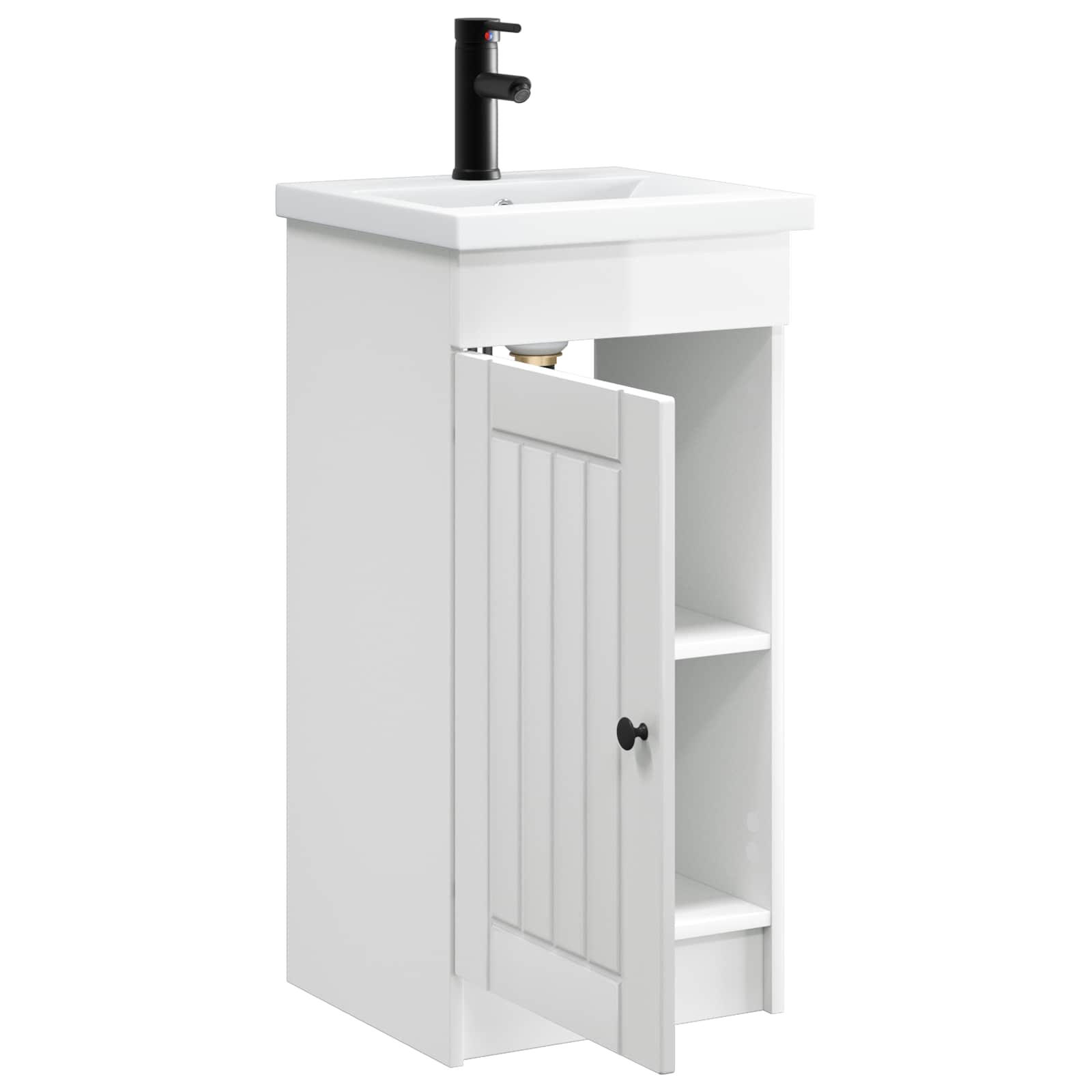 Gabinete de banheiro com pia branco brilhante 42 x 40 x 84,5 cm