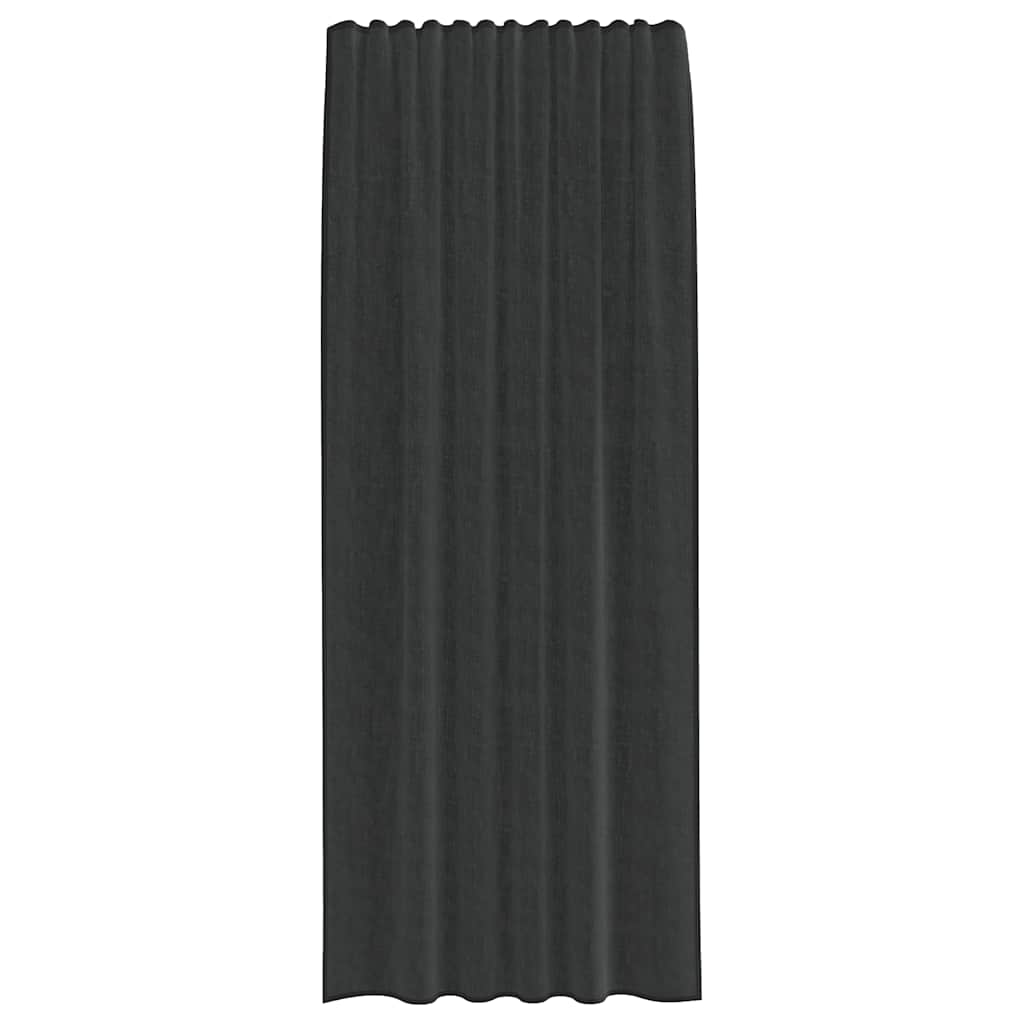 Cortinas de voile com bolsos para varão 2 pcs preto