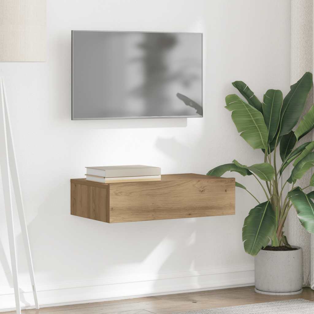 Móvel de TV com luzes LED 60x35x15,5 cm carvalho artisiano