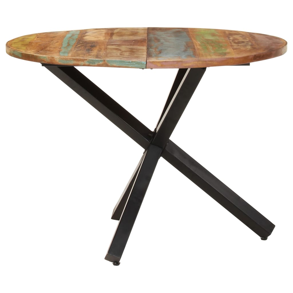 Mesa de jantar redonda 100x100x75 cm madeira recuperada maciça