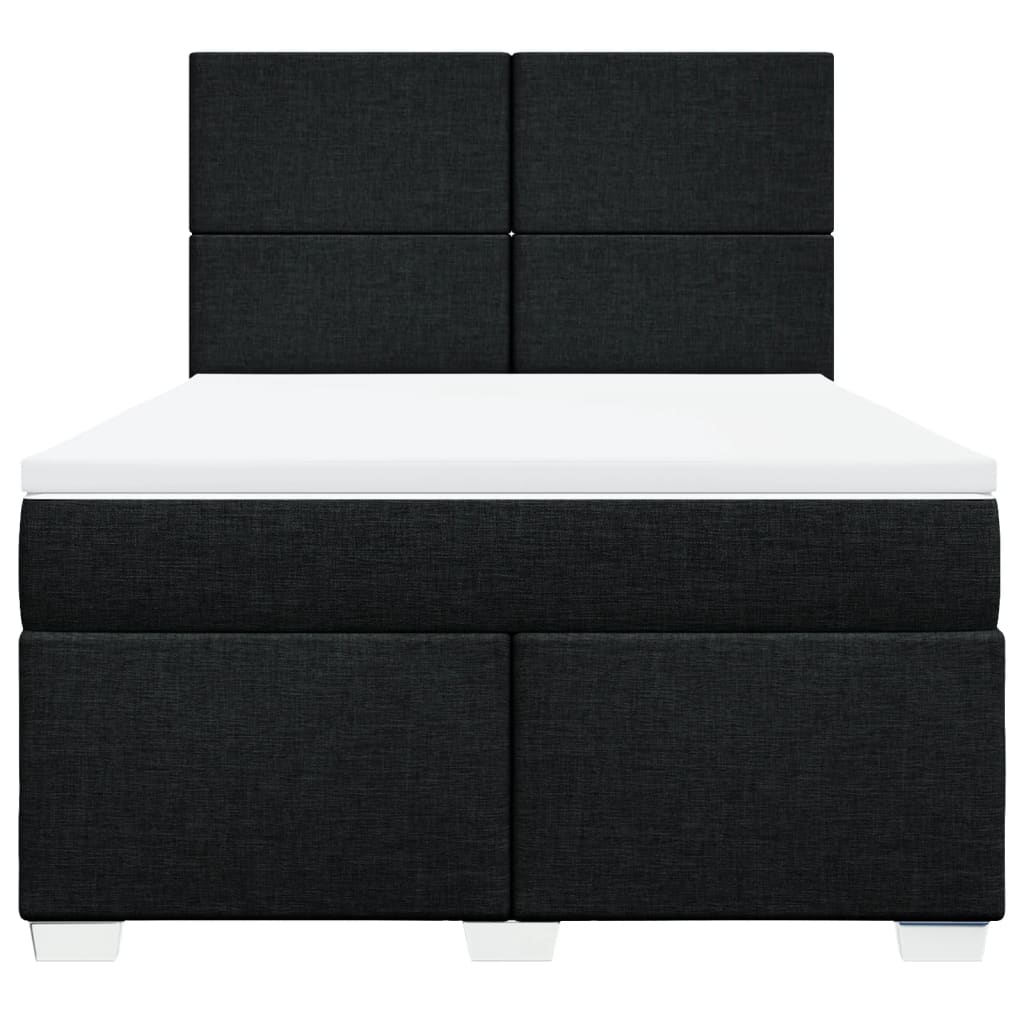 Cama com molas/colchão 140x190 cm tecido preto