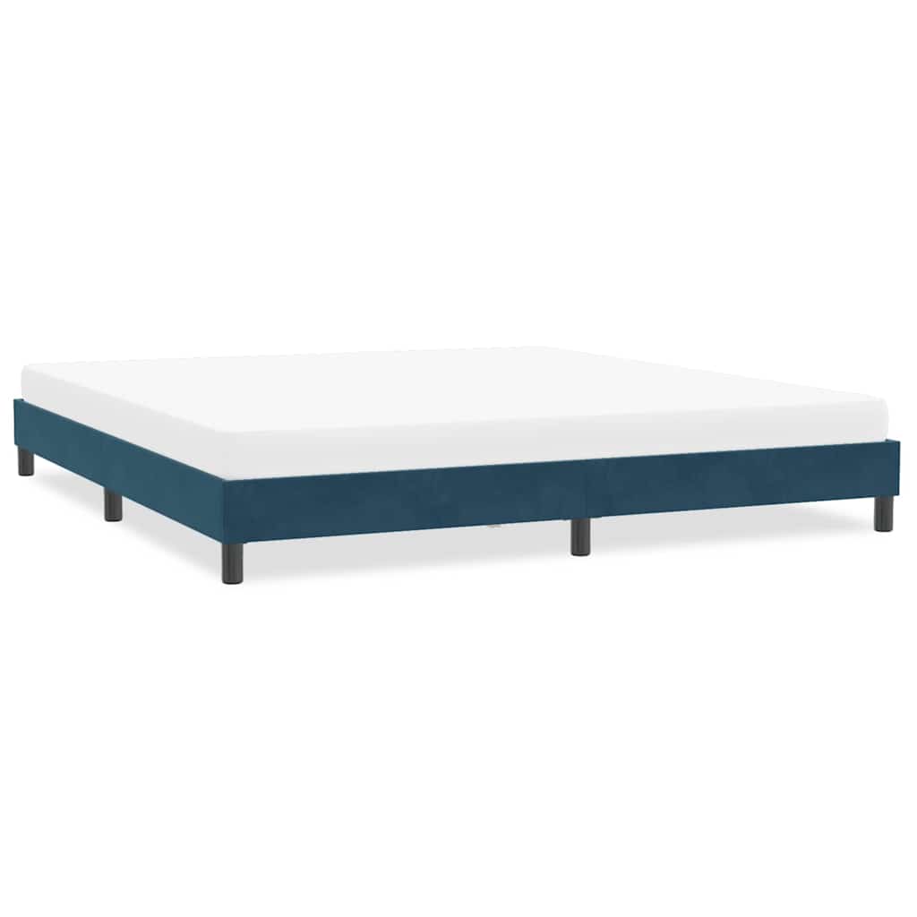 Estrutura de cama sem colchão 200x220 cm veludo azul-escuro