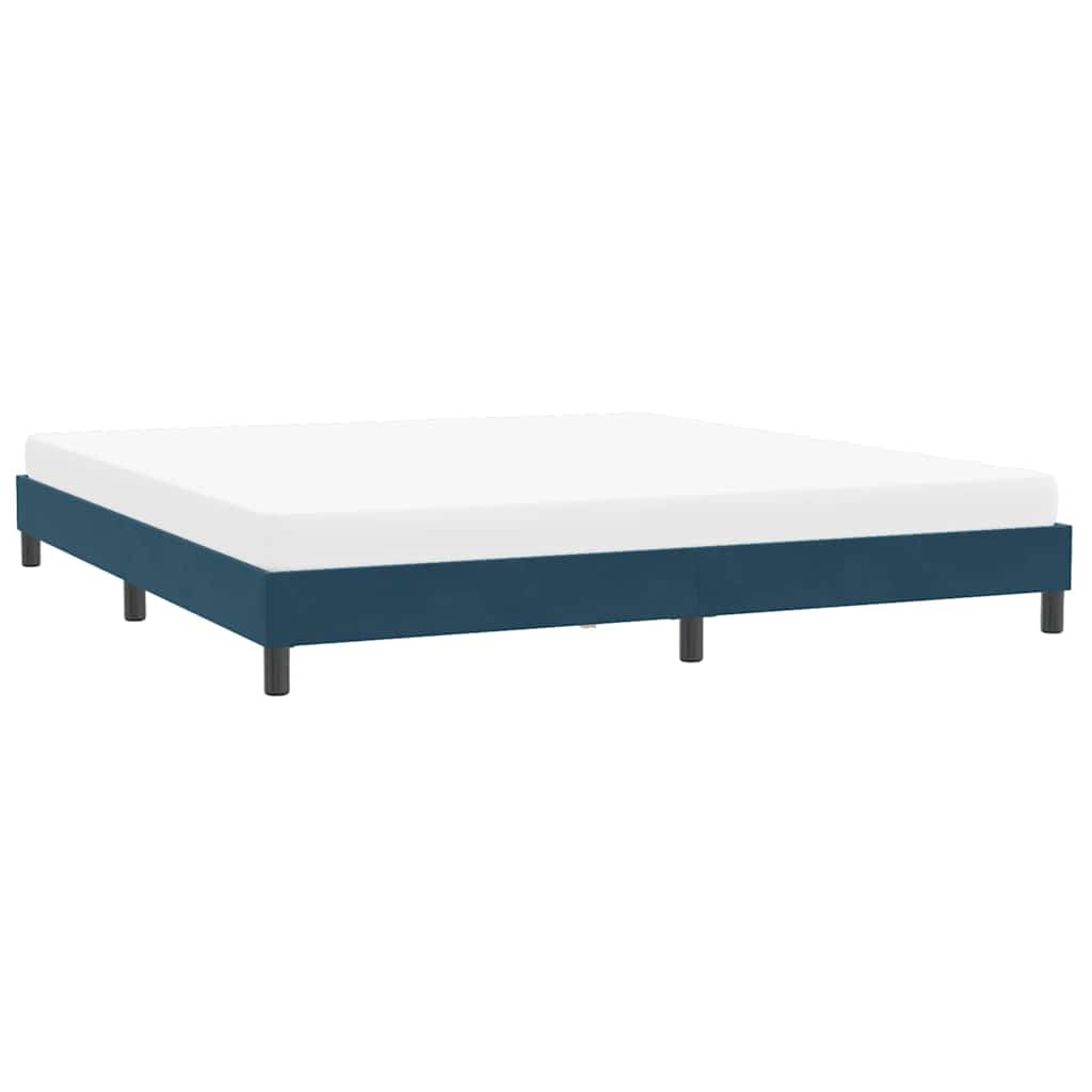 Estrutura de cama sem colchão 200x220 cm veludo azul-escuro