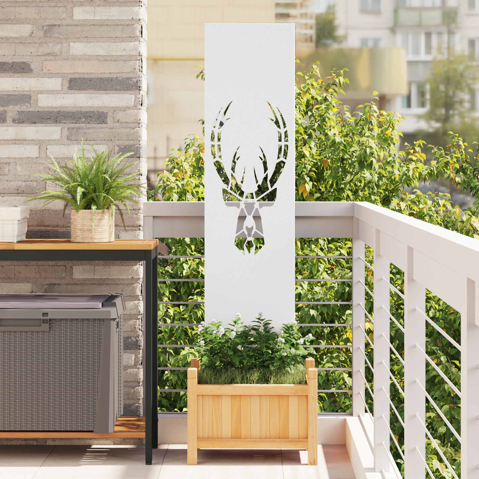 Tela de privacidade para jardim branco 32 x 140 cm