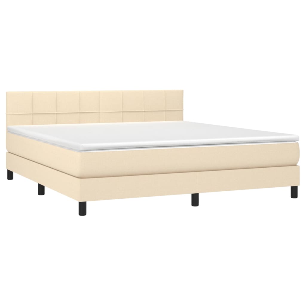 Cama com molas/colchão 160x200 cm tecido cor creme