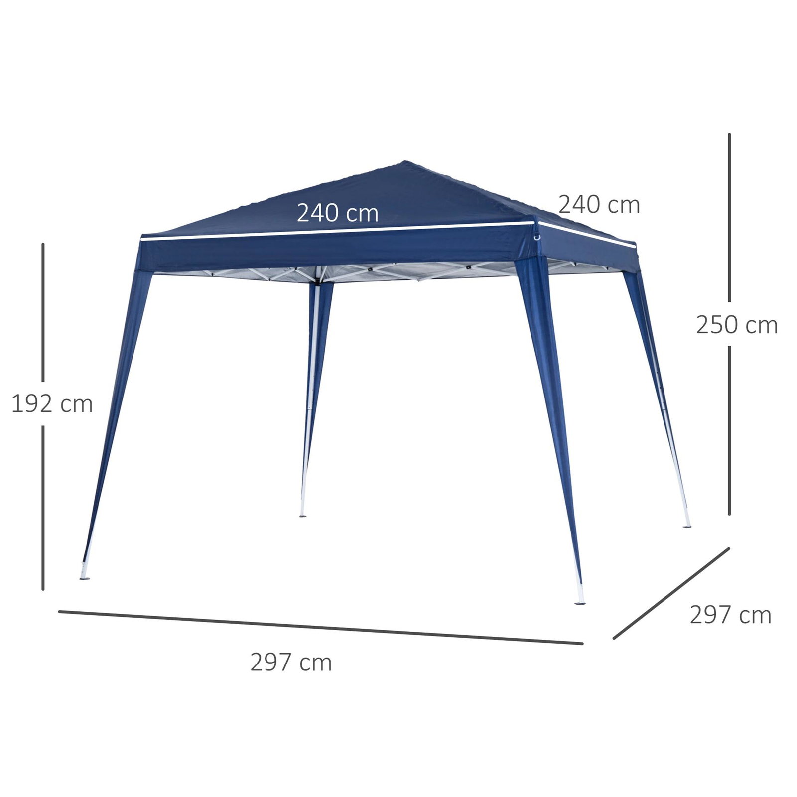 Tenda dobrável tenda com desenho pop up para jardim campismo festas eventos aço e oxford 297x297x250 cm azul