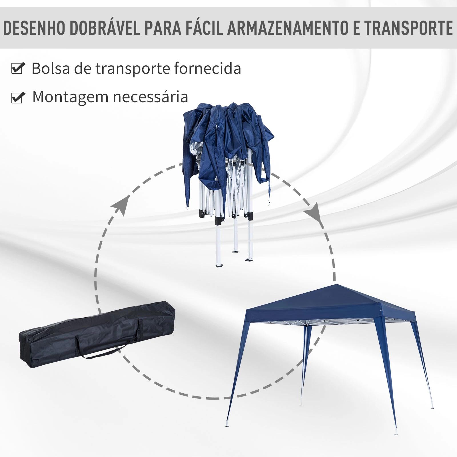 Tenda dobrável tenda com desenho pop up para jardim campismo festas eventos aço e oxford 297x297x250 cm azul