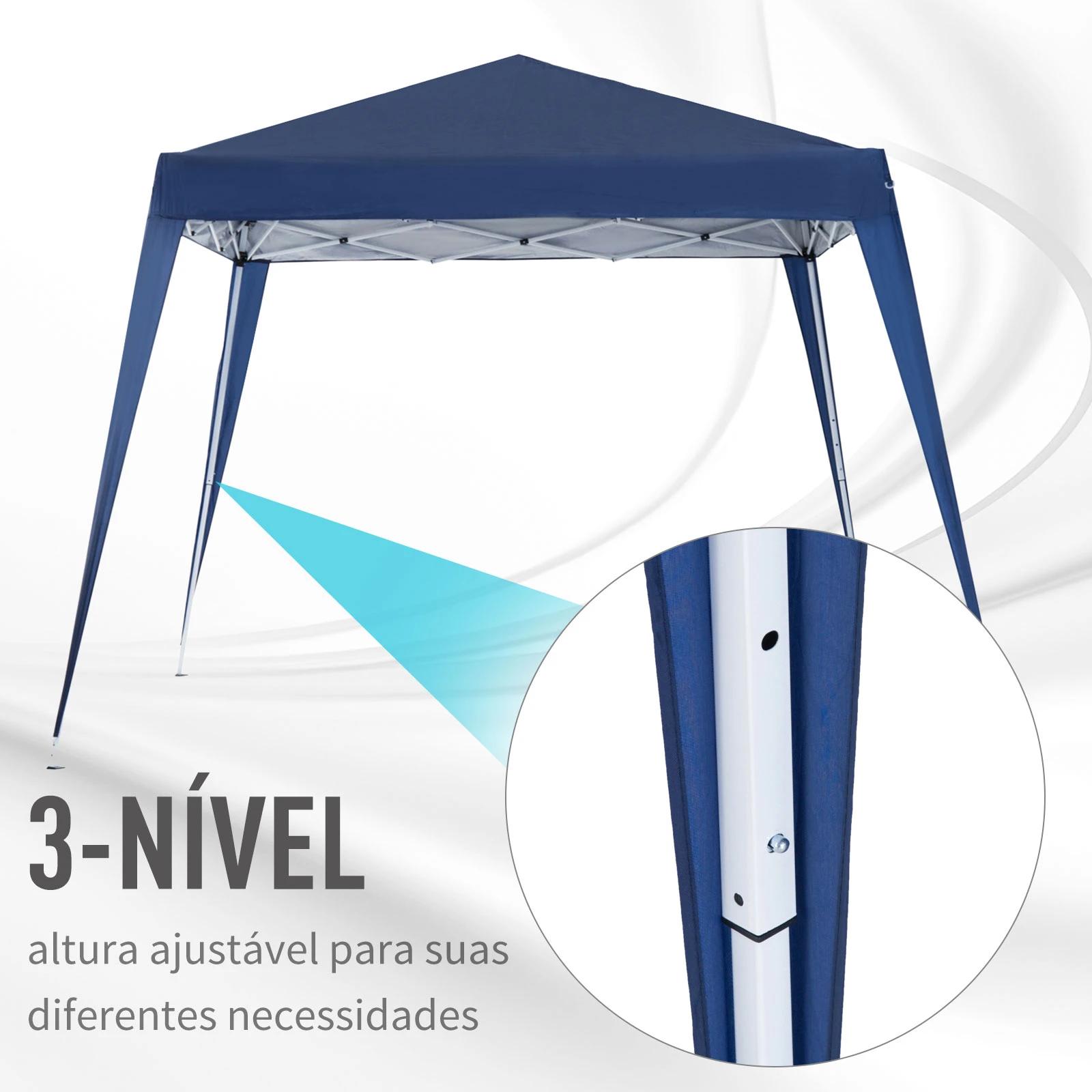 Tenda dobrável tenda com desenho pop up para jardim campismo festas eventos aço e oxford 297x297x250 cm azul