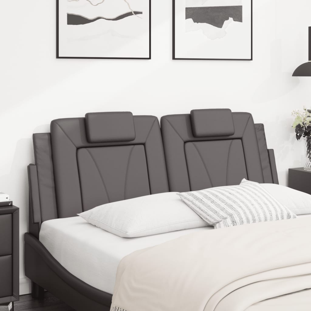 Almofadão de cabeceira viana 120 cm couro artificial cinzento