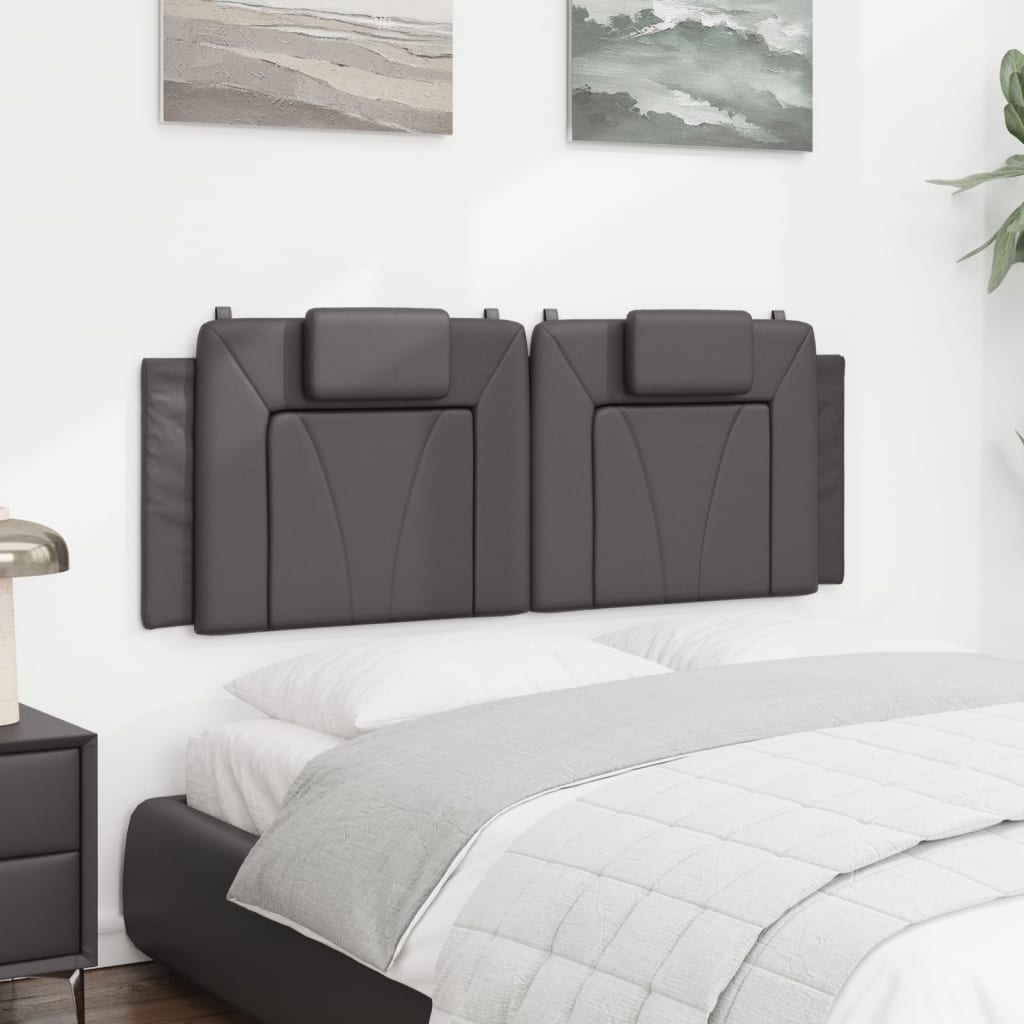 Almofadão de cabeceira viana 120 cm couro artificial cinzento