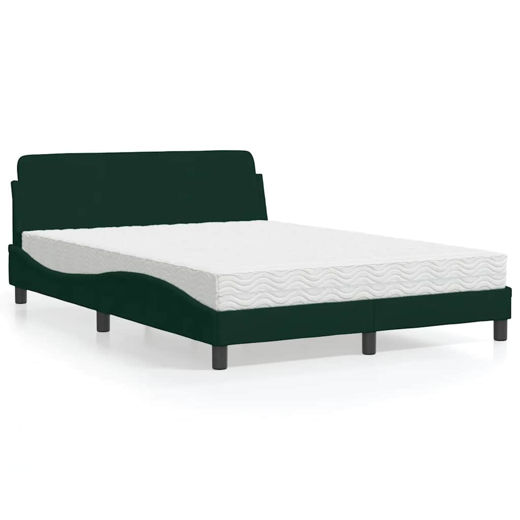Cama com colchão dover 120x200 cm veludo verde-escuro