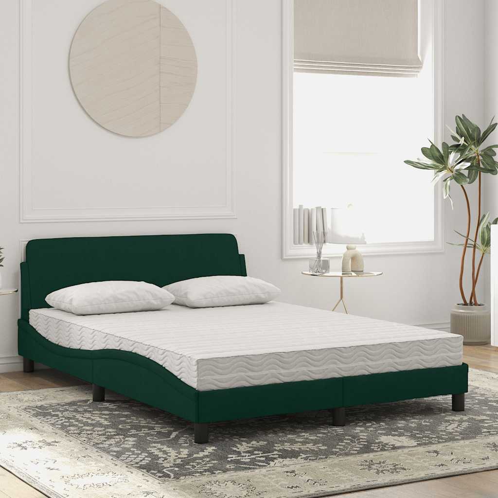 Cama com colchão dover 120x200 cm veludo verde-escuro