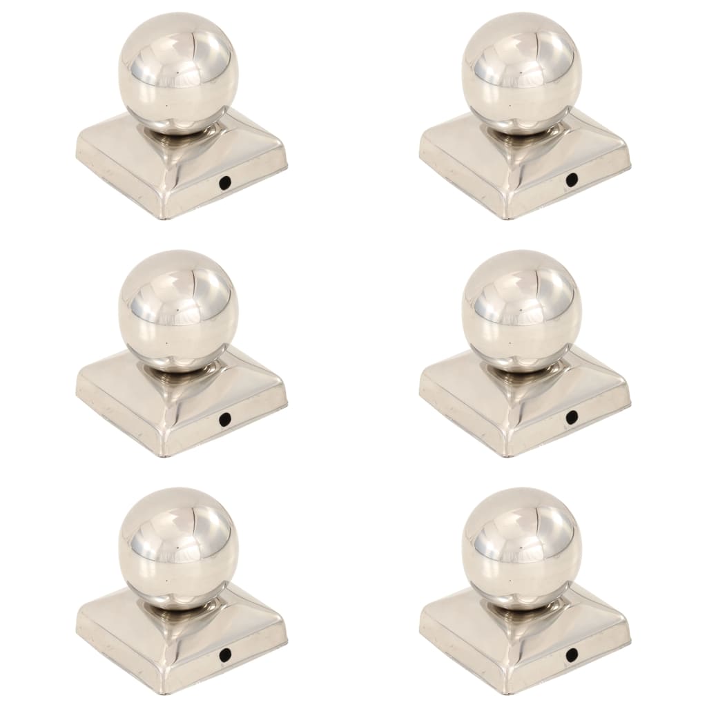 Tampas em globo p/ postes vedação 6 pcs aço inoxidável 71x71mm