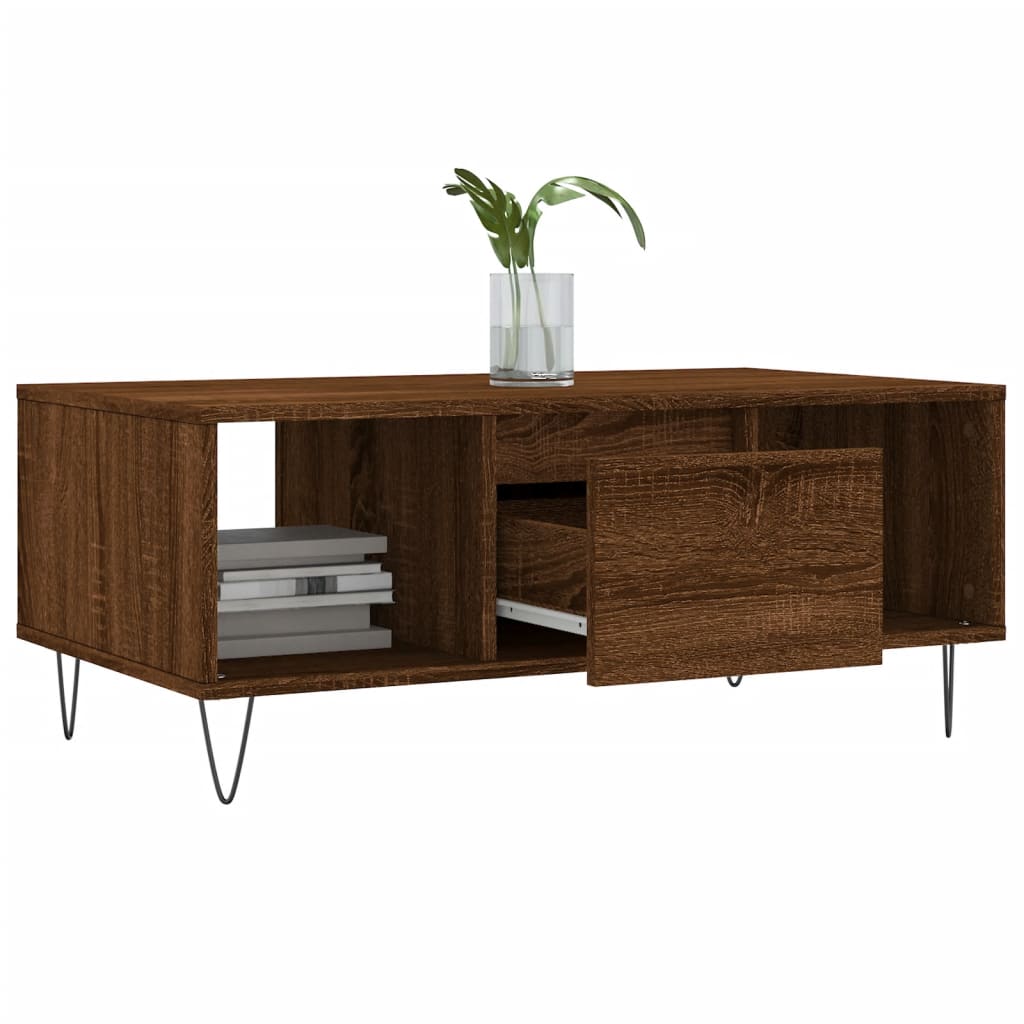 Mesa de centro 90x50x36,5cm derivados madeira carvalho castanho