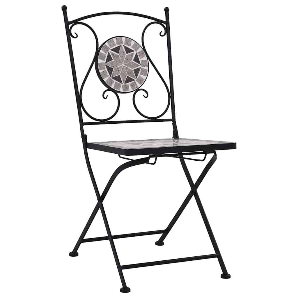 Cadeiras bistrô em mosaico 2 pcs cinzento