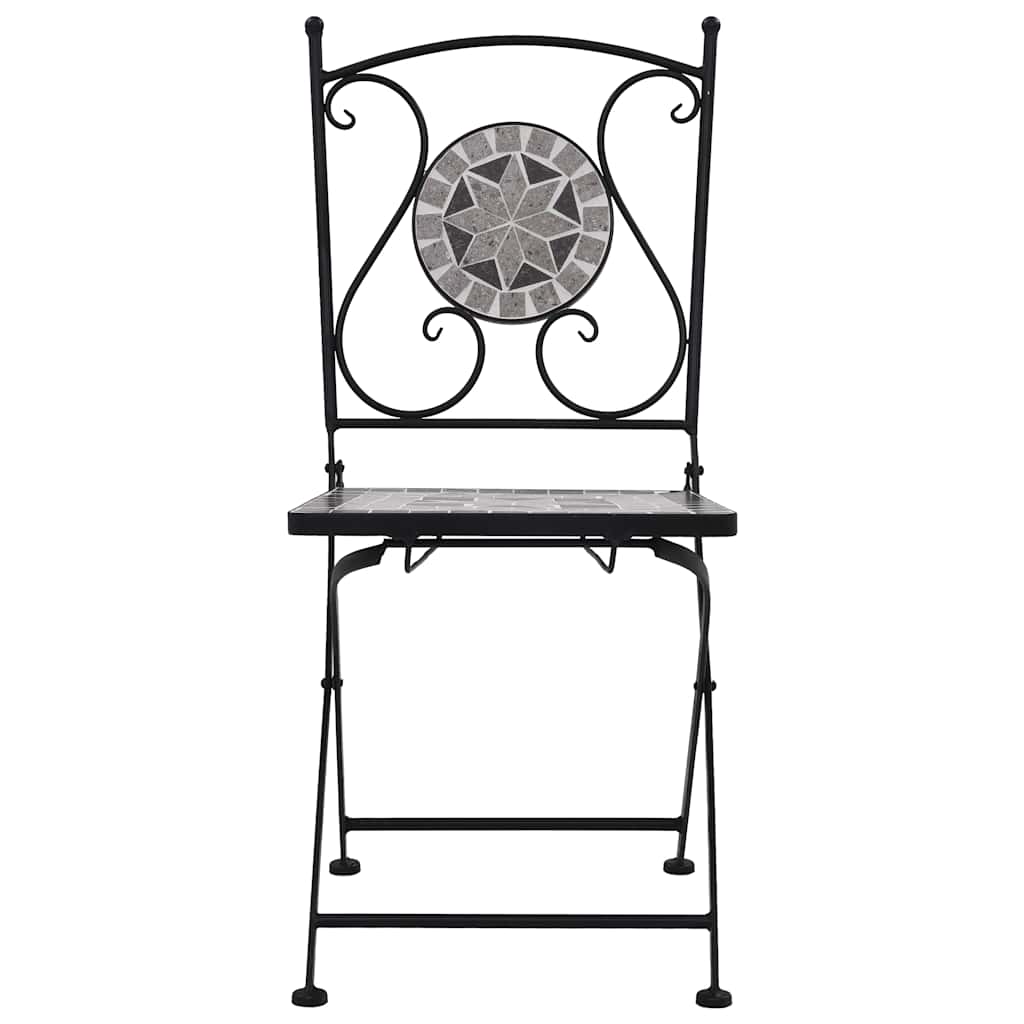 Cadeiras bistrô em mosaico 2 pcs cinzento