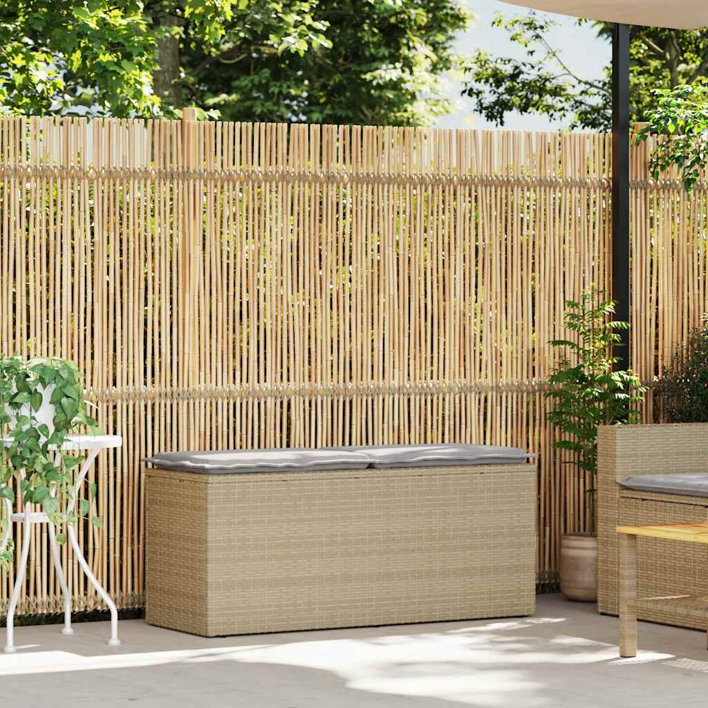 Banco de jardim com almofadão 110x40x44 cm vime PE bege