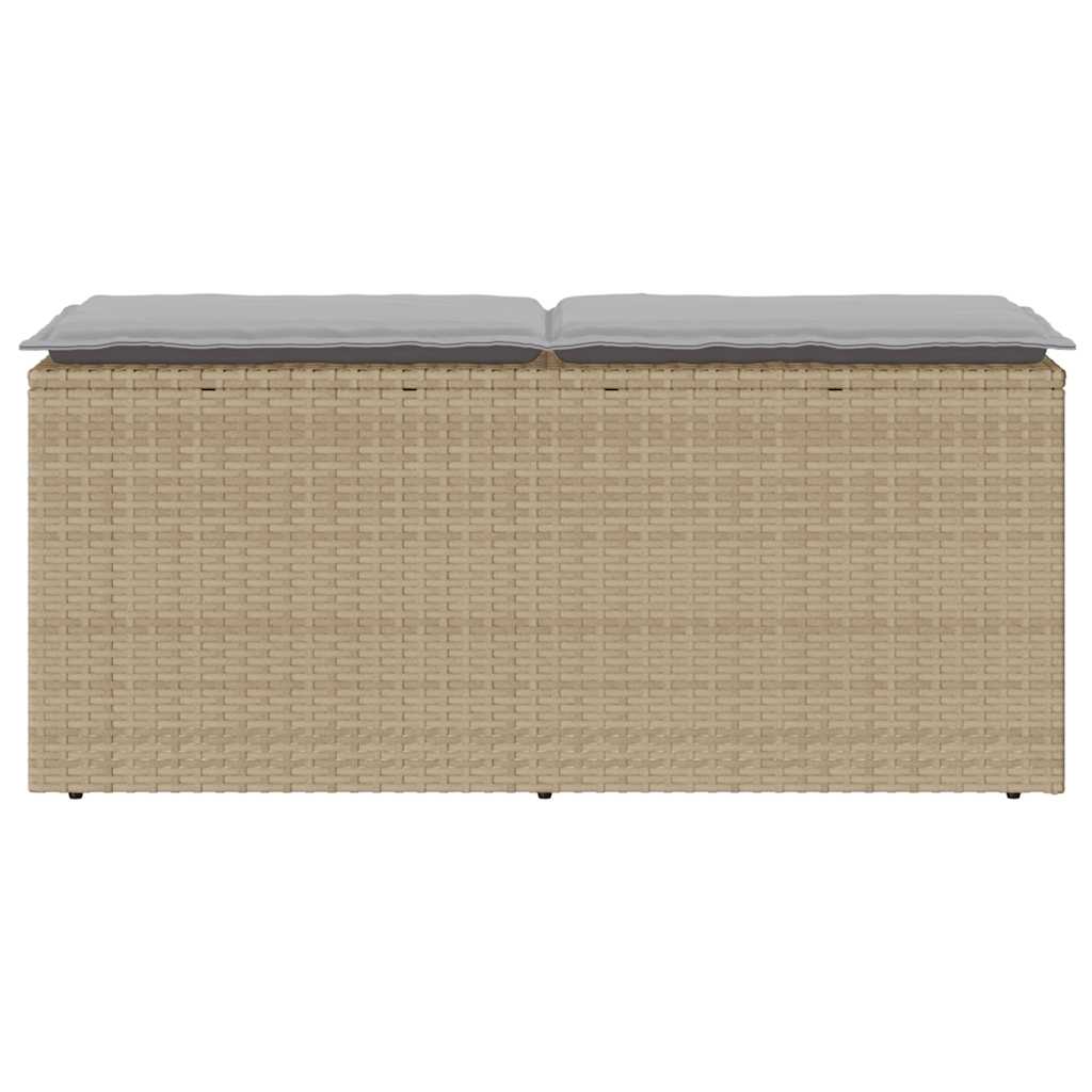 Banco de jardim com almofadão 110x40x44 cm vime PE bege