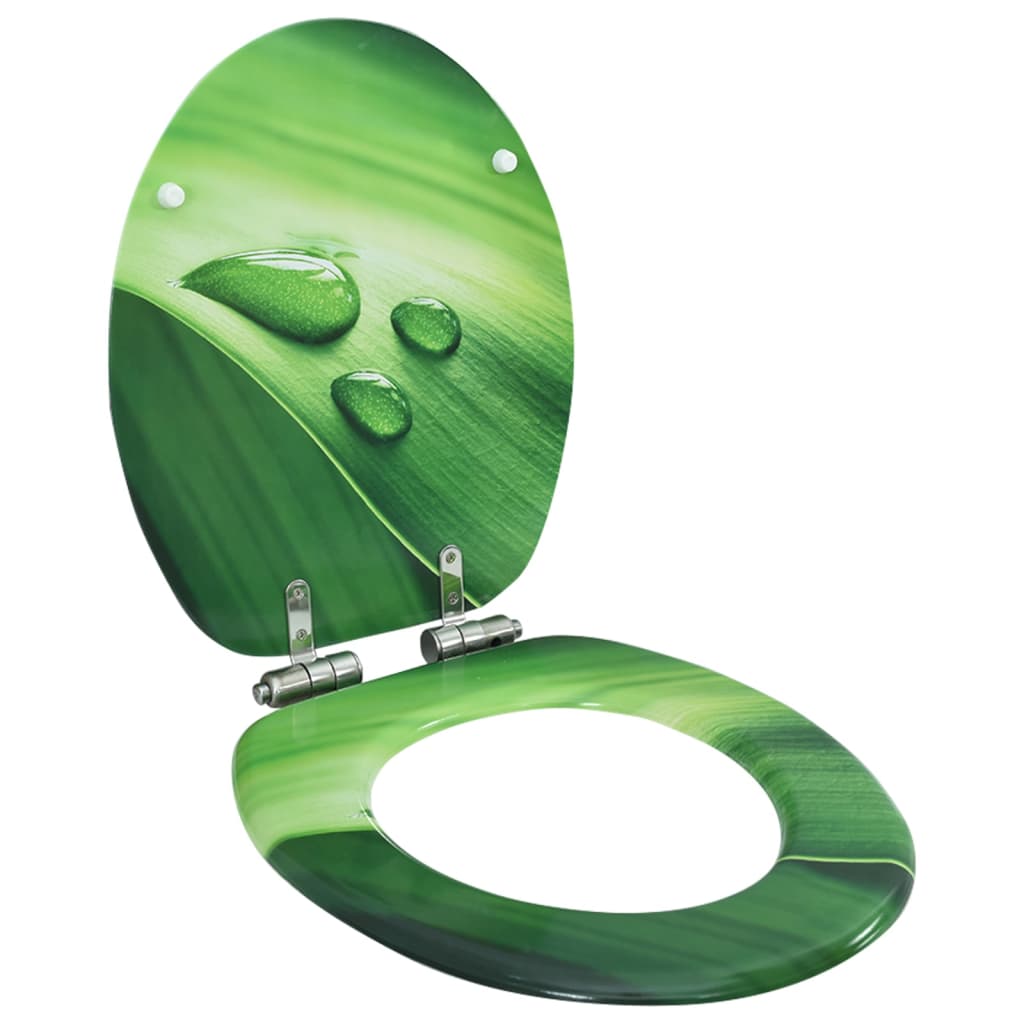 Assento sanita c/ tampa fecho suave MDF design gotas água verde