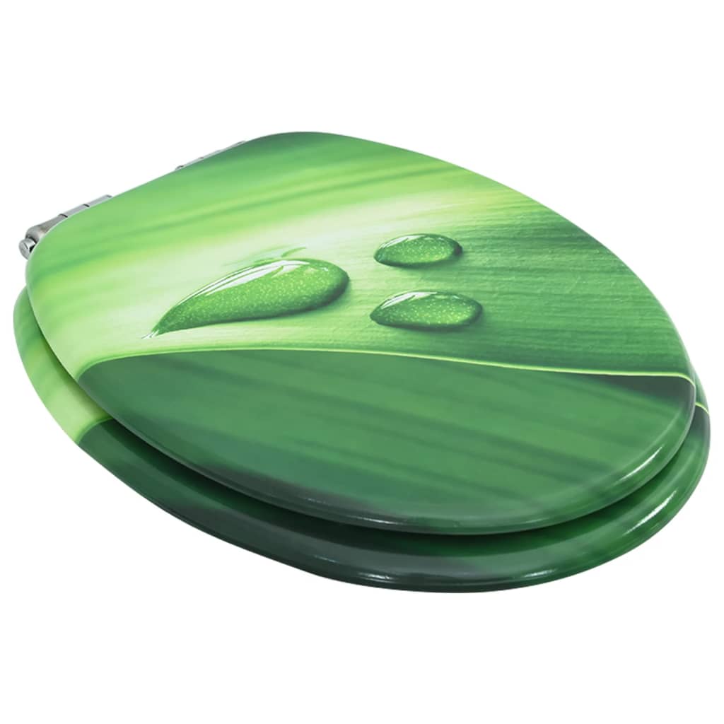 Assento sanita c/ tampa fecho suave MDF design gotas água verde