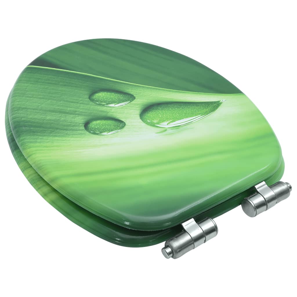 Assento sanita c/ tampa fecho suave MDF design gotas água verde