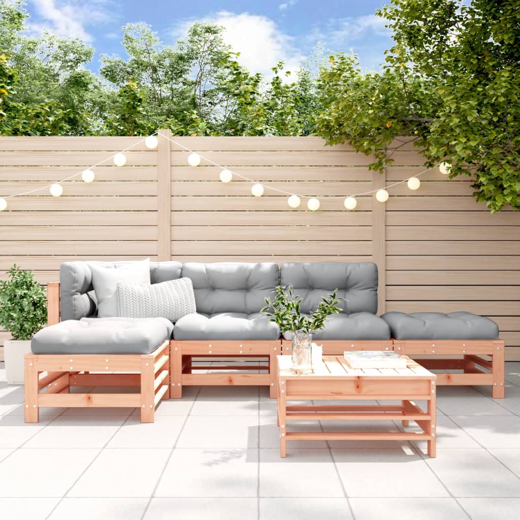 6 Pcs conjunto lounge de jardim madeira de douglas maciça