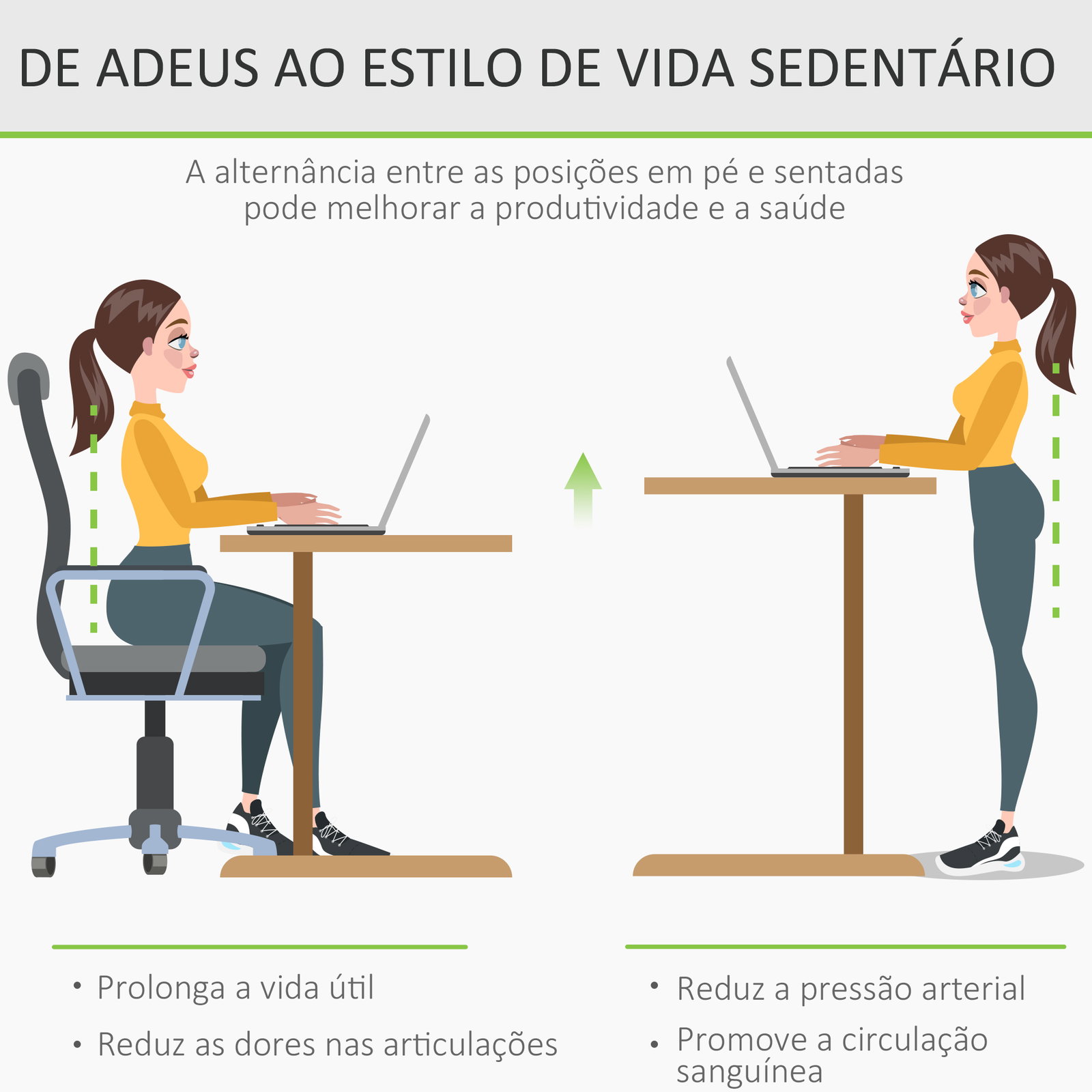 Secretária de Pé com Altura Ajustável a Manivela e Bancada de Carbono Secretária Elevatória para Escritório Estúdio Sala de Esta
