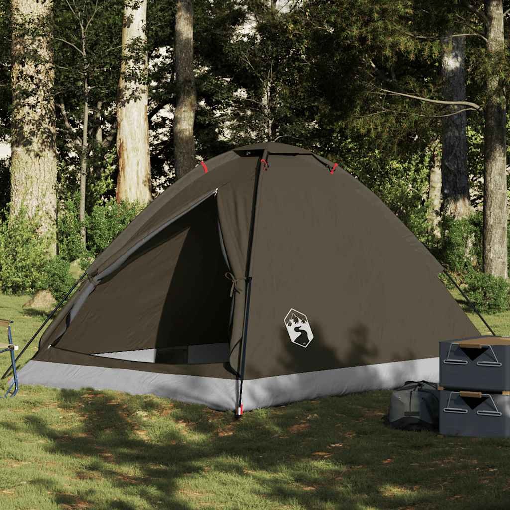 Tenda de campismo cúpula para 4 pessoas impermeável castanho