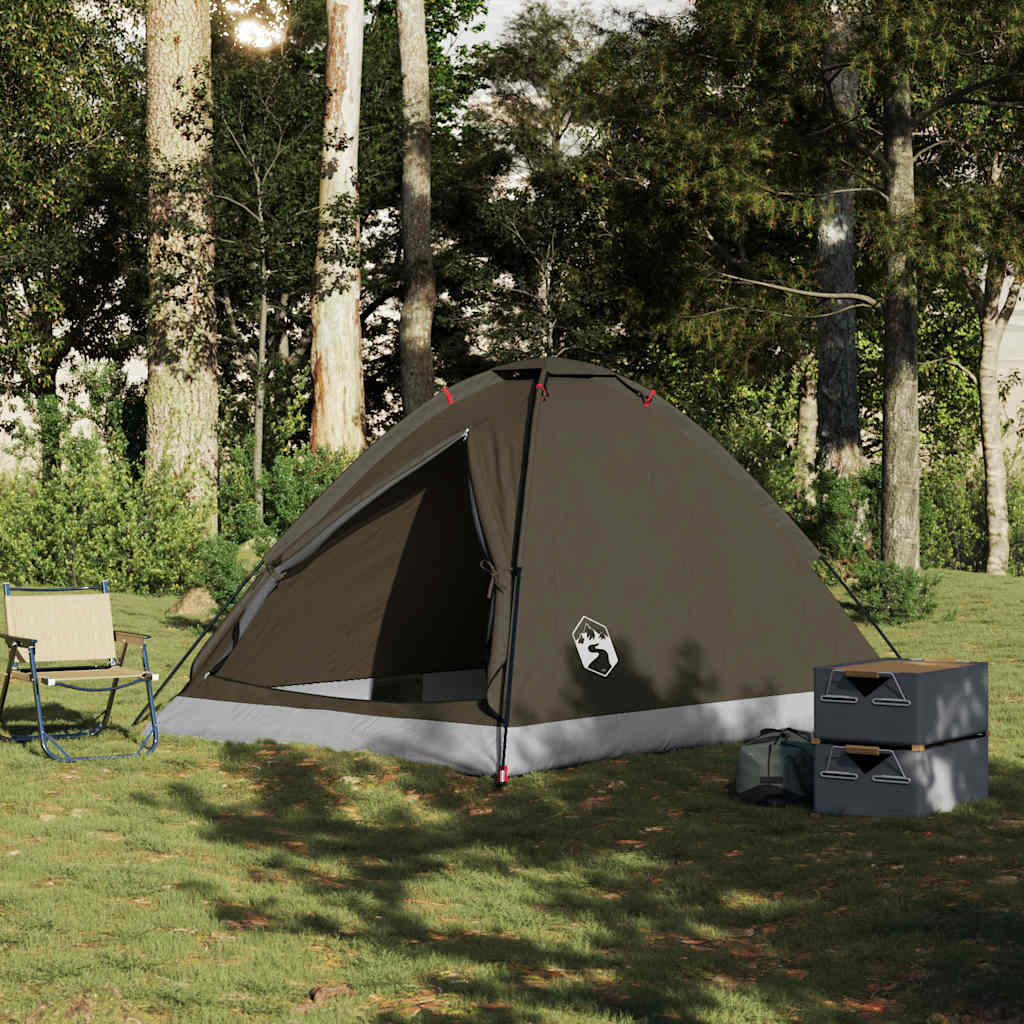 Tenda de campismo cúpula para 4 pessoas impermeável castanho