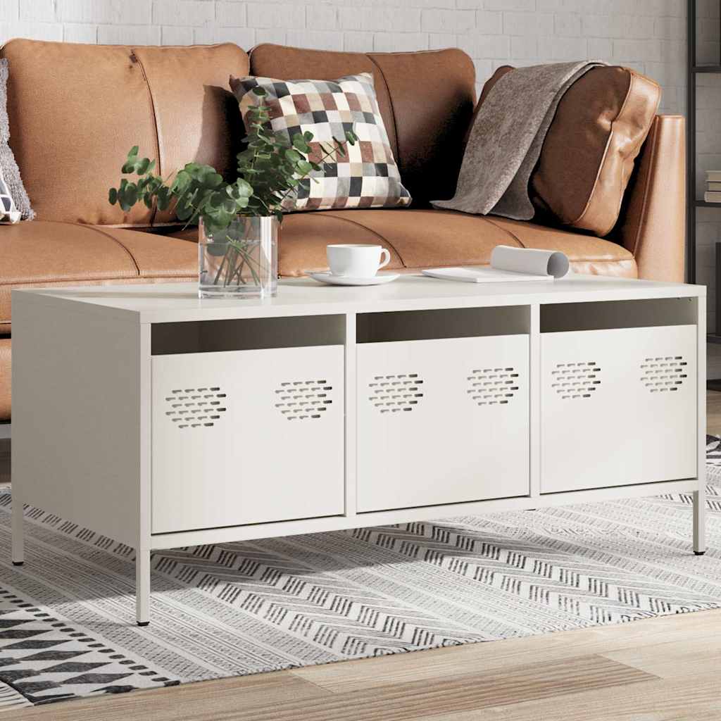 Mesa de centro 101,5x50x43,5 cm aço laminado a frio branco