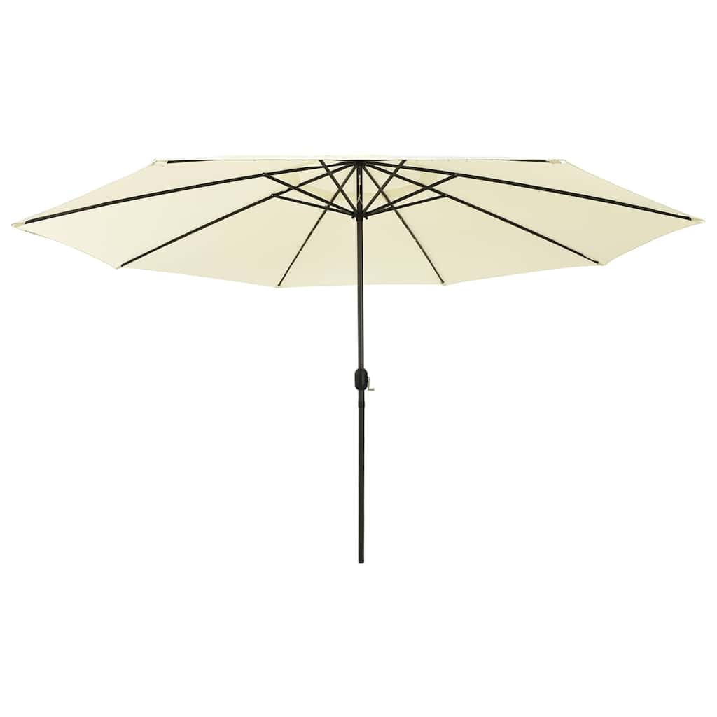 Guarda-sol de jardim com luzes LED 400 cm areia