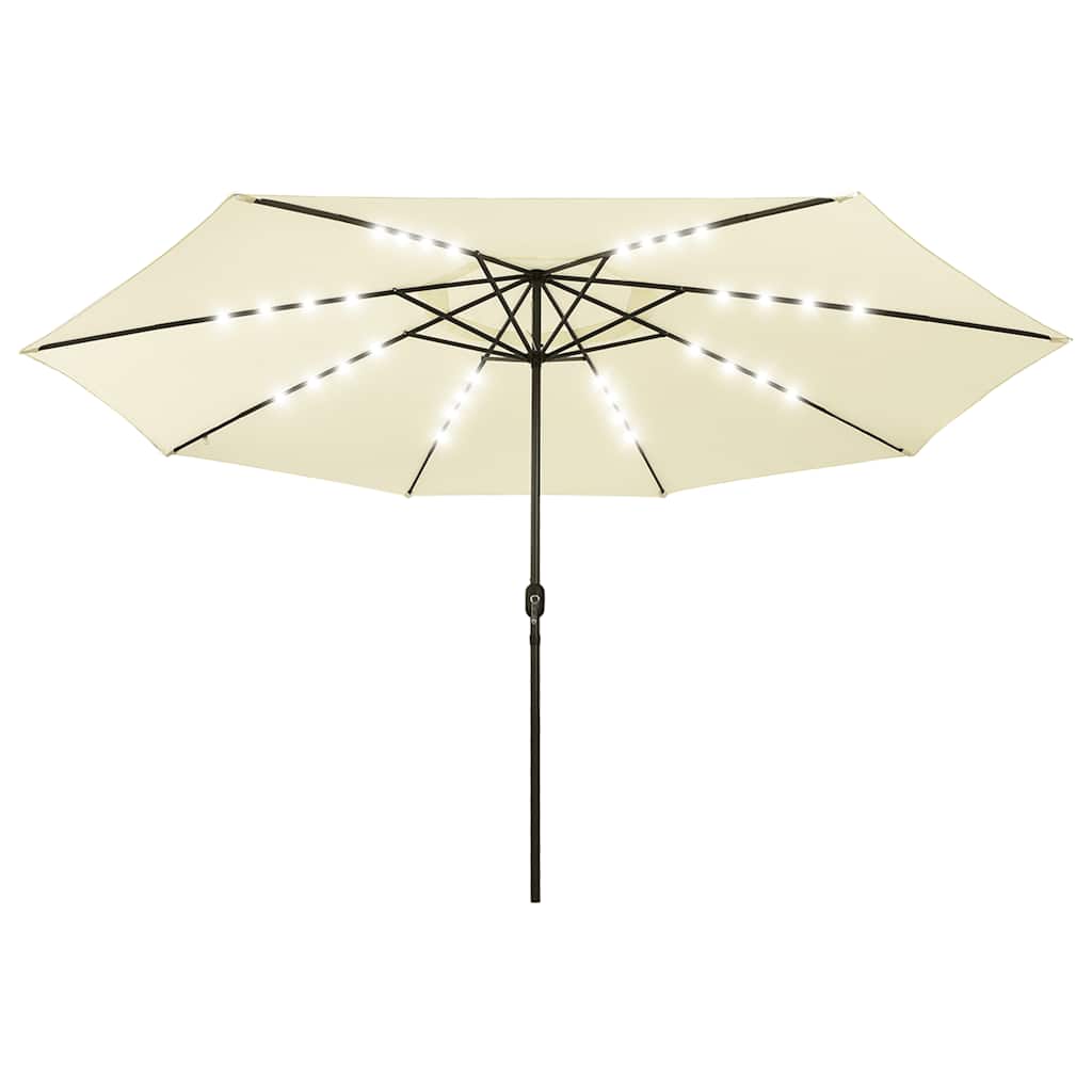 Guarda-sol de jardim com luzes LED 400 cm areia