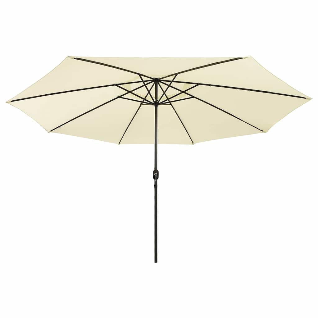 Guarda-sol de jardim com luzes LED 400 cm areia