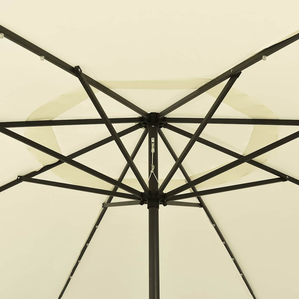 Guarda-sol de jardim com luzes LED 400 cm areia